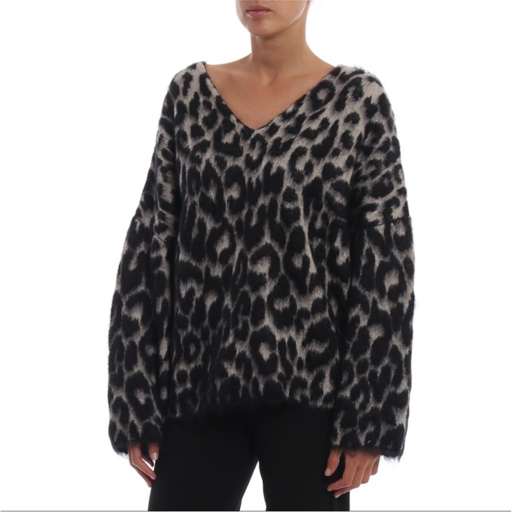 Stella McCartney Leopard V-Neck Sweater, Size 6-8